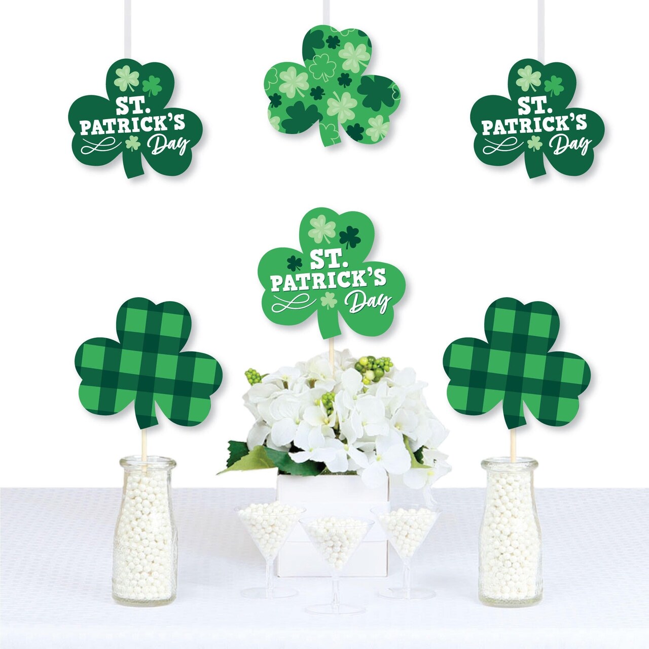 Big Dot of Happiness Shamrock St. Patrick's Day - Decorations Saint Paddy's Day Party Essentials - Set of 20